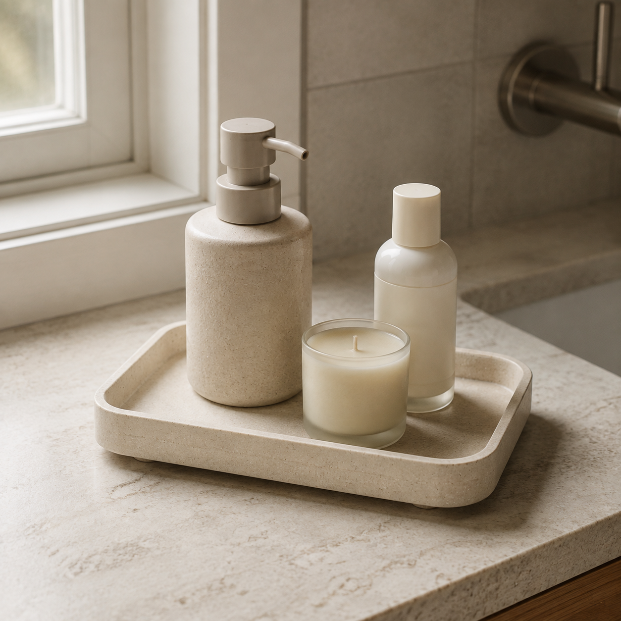 Mineral-Resin Bathroom Vanity Tray