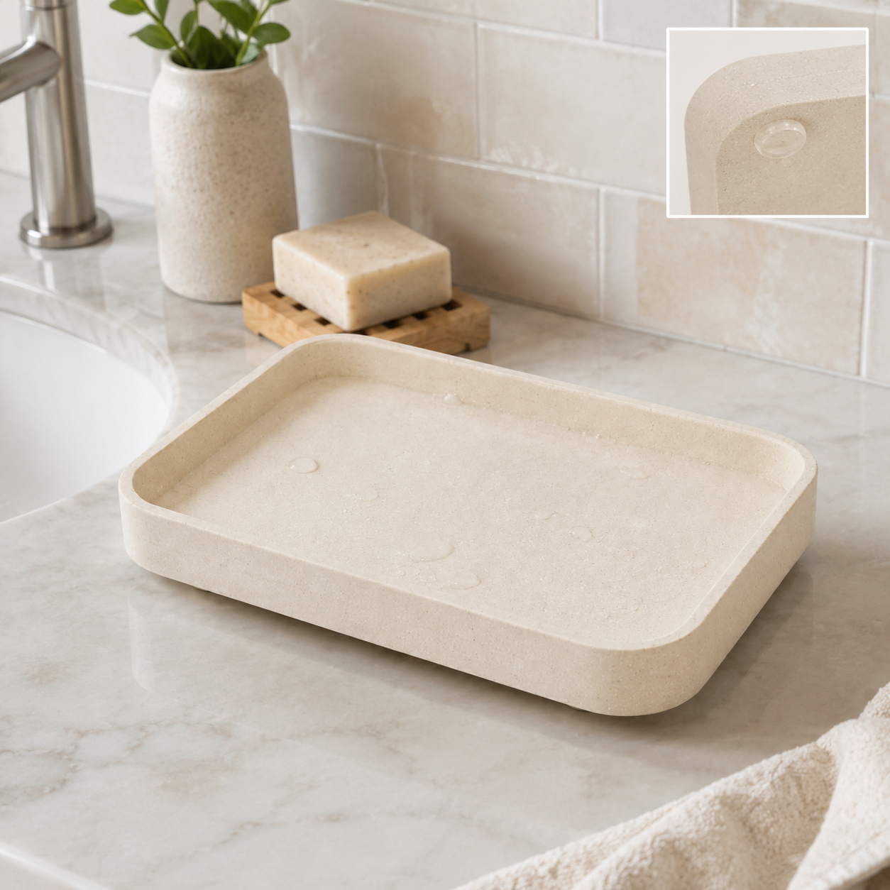 Mineral-Resin Bathroom Vanity Tray